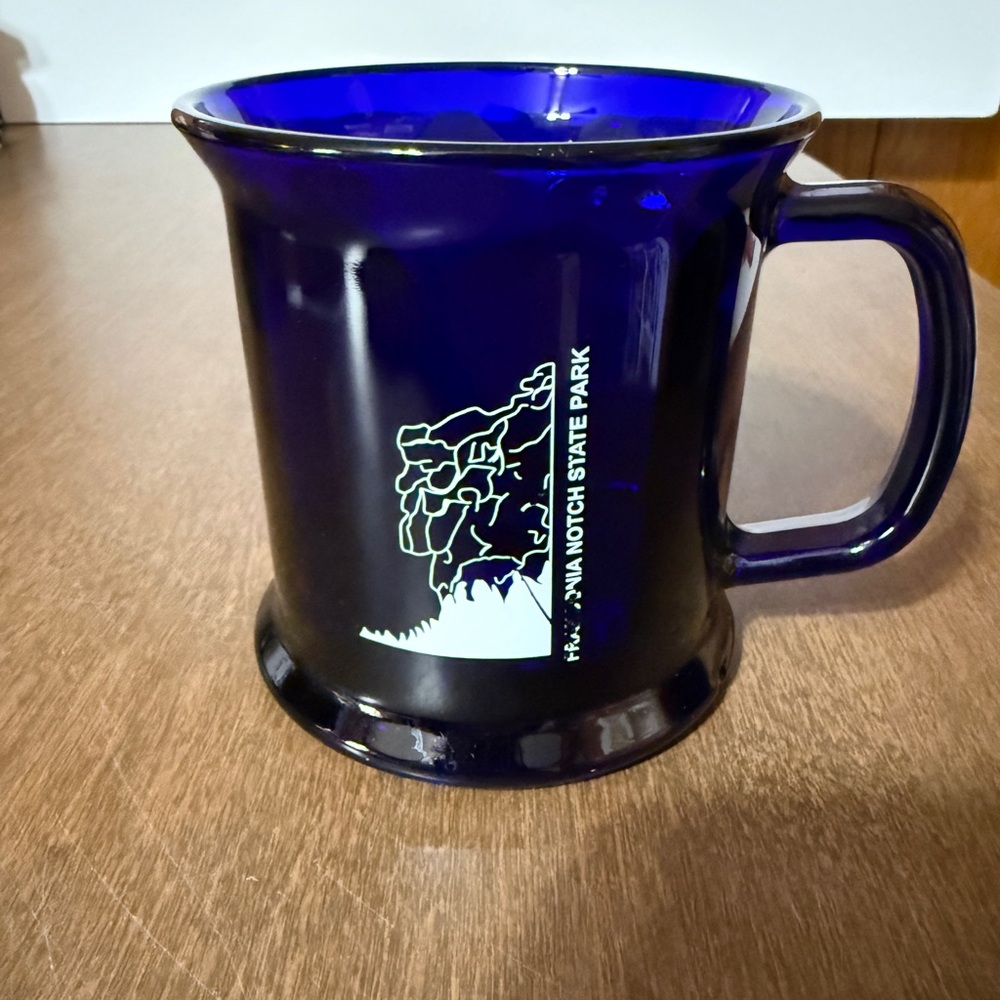 Old Man Of The Mountain franconia Notch Park Blue Glass Mug Cup New Hampshire